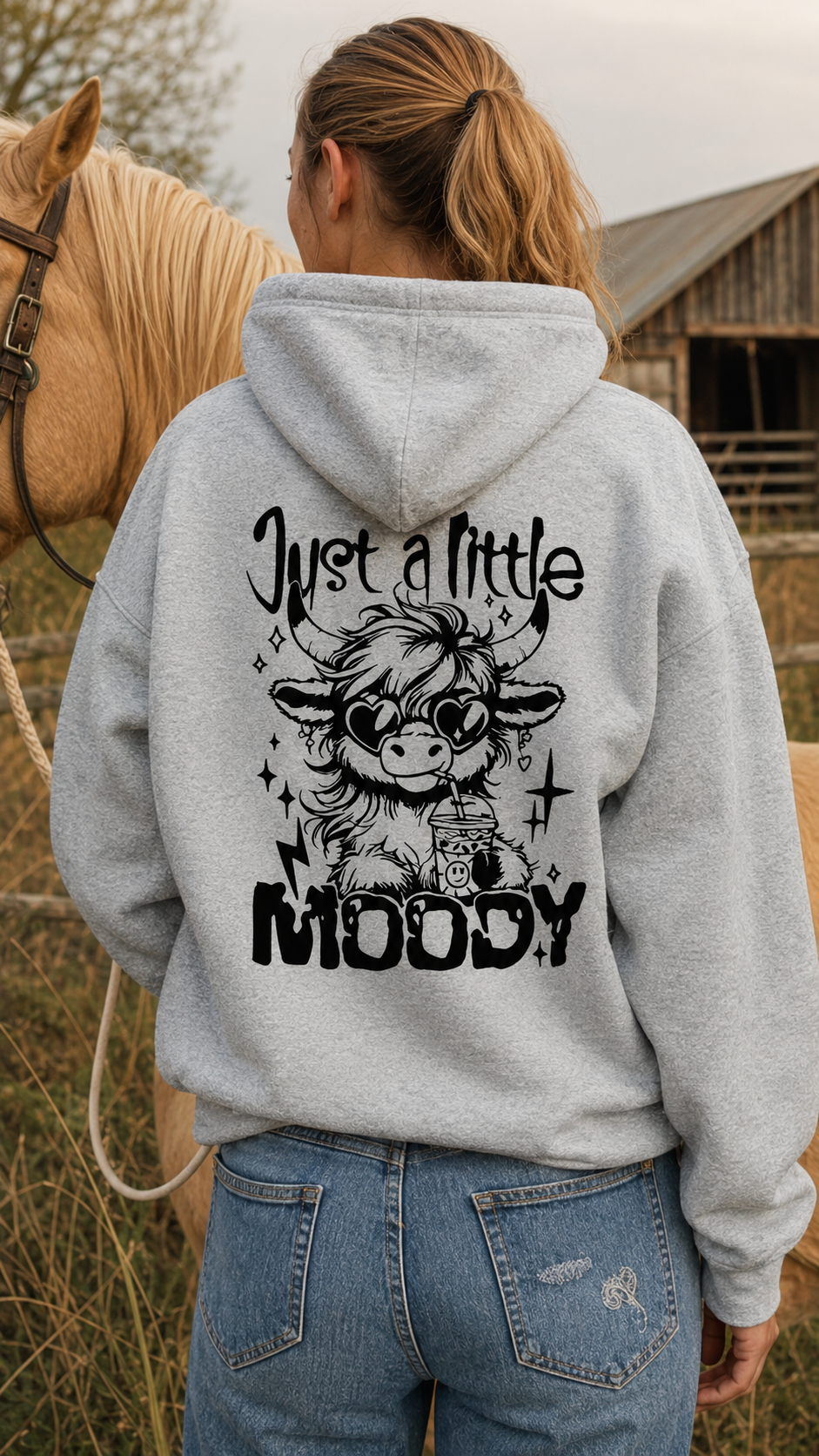 Cozy Cow Print Country Hoodie