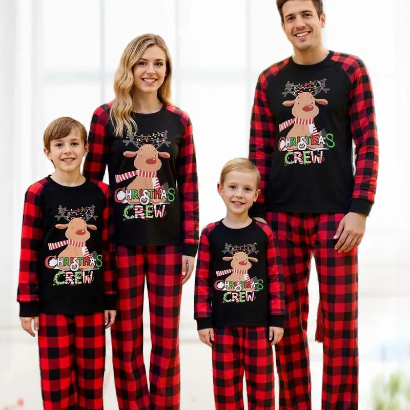 New Christmas Family Matching Pajamas Set Cotton Christmas Print Sleepwear for Kids Adults Pajama Sets