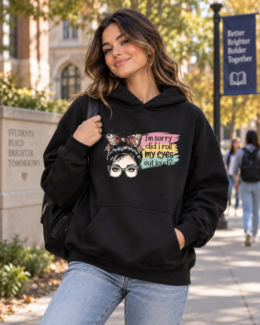 Men's "Sassy Eye-Roll Girl" Print Hoodie, Long Sleeves With Pockets, Made Of Soft Fabric, Casual Hooded Top For Daily & Holiday Wear