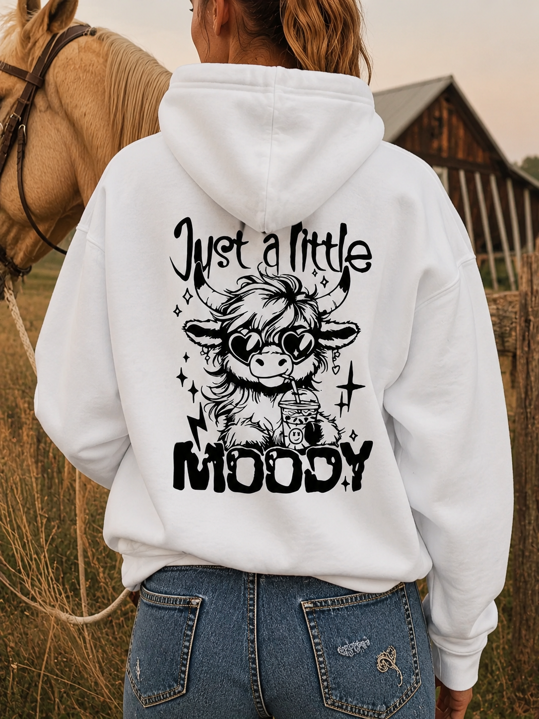 Cozy Cow Print Country Hoodie