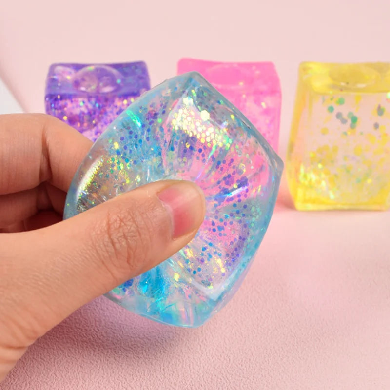Ice Cube Squeezable Toy - Stress-relieving Toy - Random Color Mixing - Children's Gift