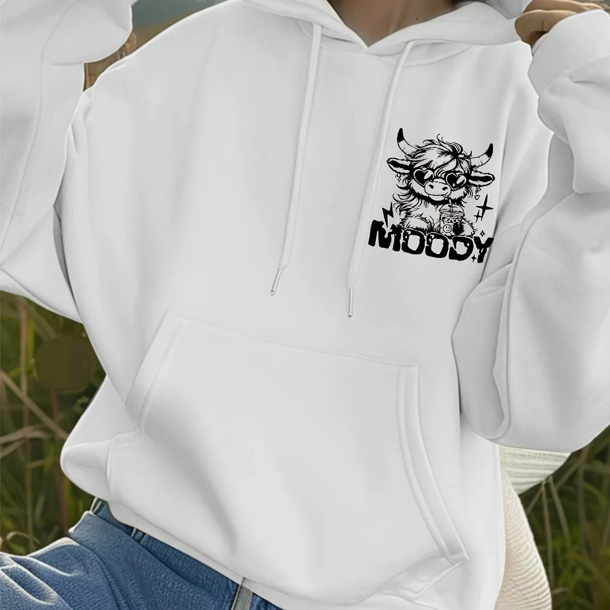 Cozy Cow Print Country Hoodie