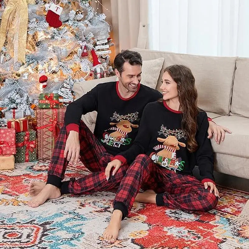 New Christmas Family Matching Pajamas Set Cotton Christmas Print Sleepwear for Kids Adults Pajama Sets
