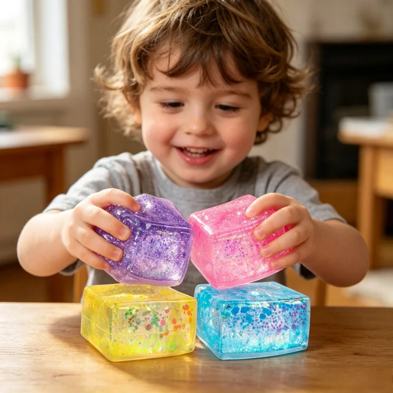 Ice Cube Squeezable Toy - Stress-relieving Toy - Random Color Mixing - Children's Gift
