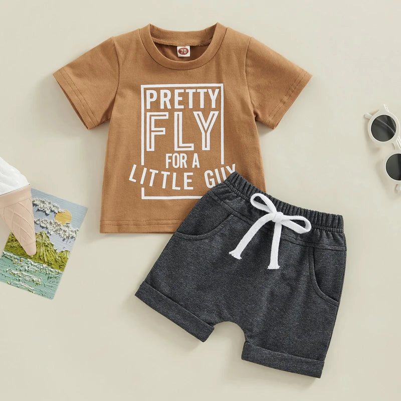 Summer Toddler Baby Boys Shorts Set Short Sleeve Letters Print T-shirt