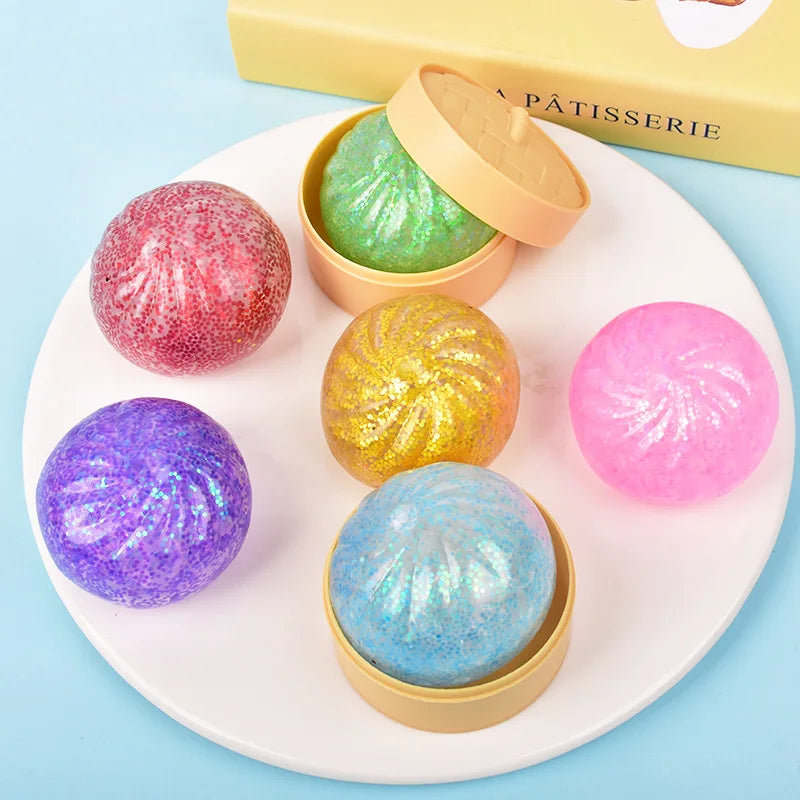 Blingbling Gold Powder Crystal Squishy Dumpling Small Steamed Bun